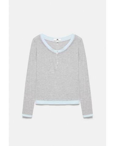 풀앤베어 더블 레이어 버튼 긴팔 티셔츠 7230/365 GREY MARL