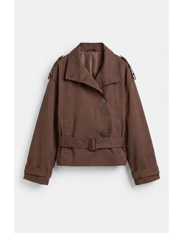 풀앤베어 벨트 숏 트렌치 코트 7720/319 BROWN