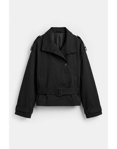 풀앤베어 벨트 숏 트렌치 코트 7720/319 BLACK