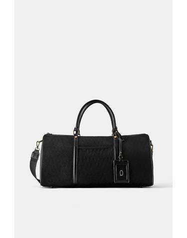 풀앤베어 참 장식 엠보싱 볼링백 토트백 5046/840 BLACK