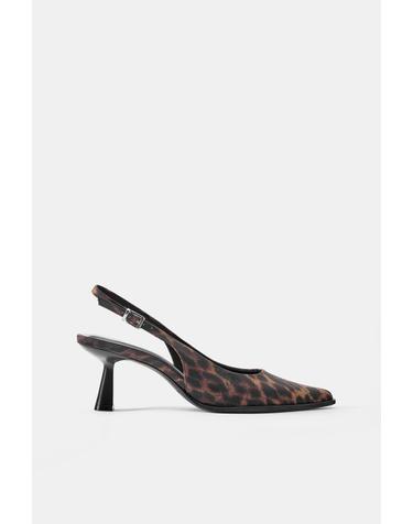 풀앤베어 애니멀 프린트 슬링백 힐 슈즈 1514/840 LEOPARD