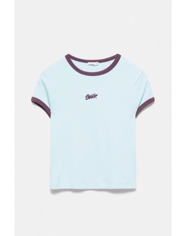 풀앤베어 그래픽 자수 링거넥 반팔 티셔츠 7231/383 PALE BLUE