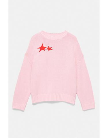 풀앤베어 오버핏 스타 라운드넥 니트 스웨터 7540/307 PINK