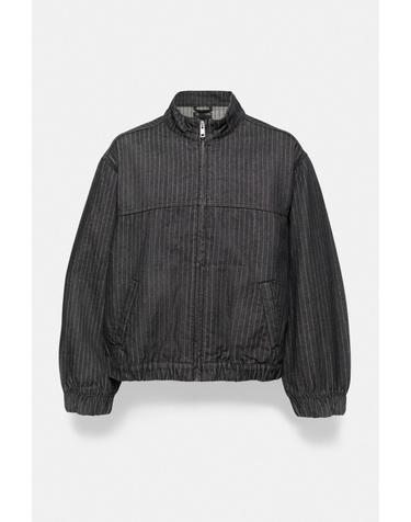 풀앤베어 핀스트라이프 하이넥 집업 데님 자켓 7721/526 BLACK