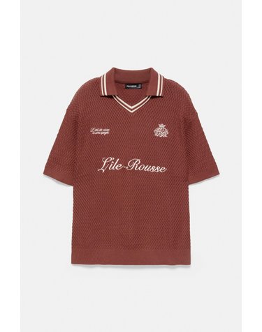풀앤베어 그래픽 자수 반팔 니트 폴로셔츠 7210/506 BURGUNDY