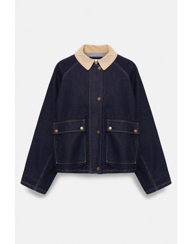 풀앤베어 배색 칼라 포켓 데님 자켓 7720/306 DARK NAVY