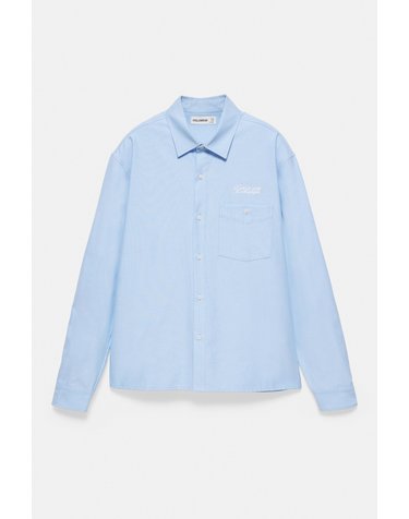 풀앤베어 자수 슬로건 포켓 긴팔 셔츠 7460/517 PALE BLUE