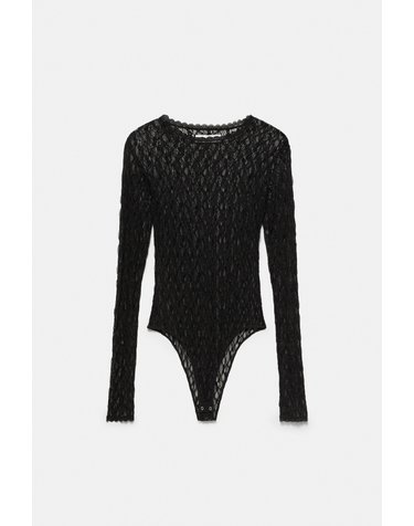 풀앤베어 레이스 라운드넥 바디수트 7231/368 BLACK