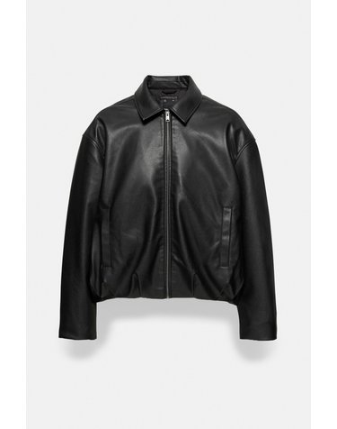 풀앤베어 레더 이펙트 집업 블루종 재킷 7721/513 BLACK
