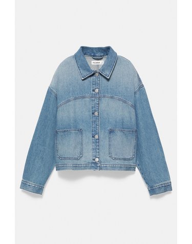 풀앤베어 박시핏 포켓 데님 오버셔츠 7460/319 PALE BLUE