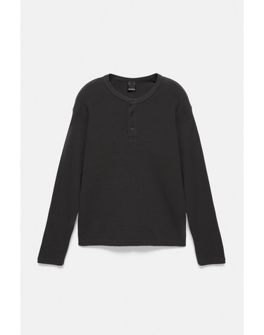 풀앤베어 와플 니트 헨리넥 긴팔 티셔츠 7230/569 ANTHRACITE GREY