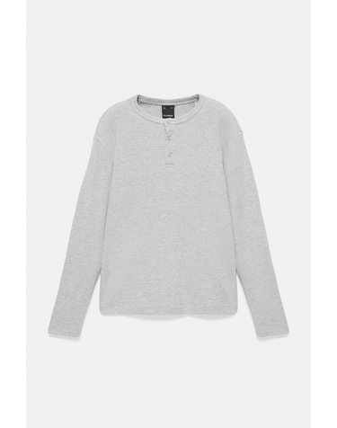 풀앤베어 와플 니트 헨리넥 긴팔 티셔츠 7230/569 PALE MARL