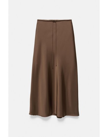 풀앤베어 새틴 드로스트링 롱 스커트 7385/309 DARK BROWN