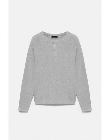 풀앤베어 헨리넥 골지 니트 스웨터 7540/509 GREY MARL