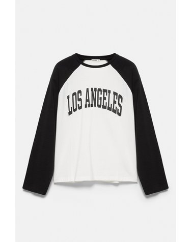 풀앤베어 그래픽 라글란 긴팔 티셔츠 7230/398 WHITE/BLACK