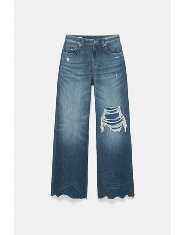 풀앤베어 배기핏 디스트로이드 청바지 7662/303 DARK BLUE