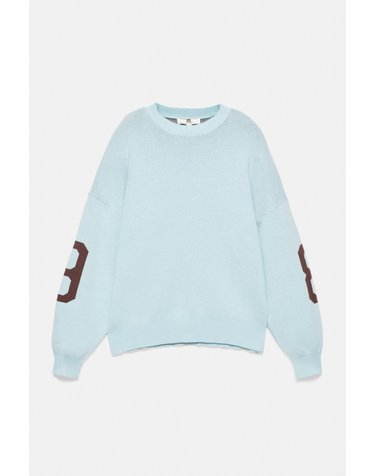 풀앤베어 오버핏 넘버 그래픽 니트 스웨터 7540/328 PASTEL BLUE