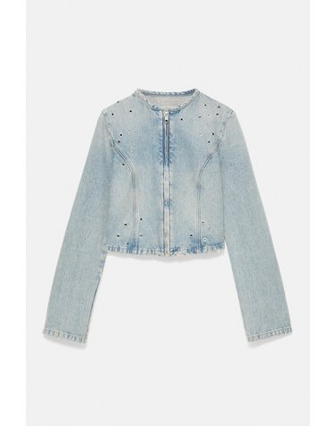 풀앤베어 아일렛 슬림핏 크롭 데님 자켓 7720/312 PALE BLUE