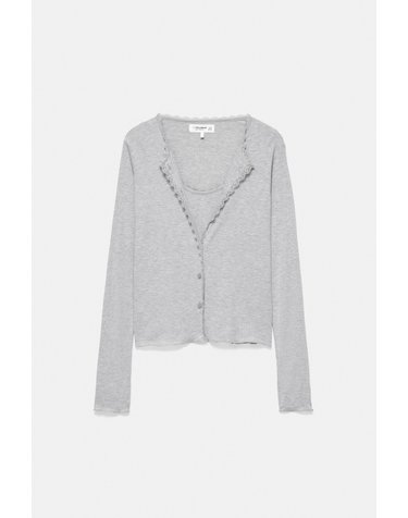 풀앤베어 레이스 더블레이어 버튼 긴팔 탑 7231/380 GREY