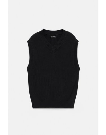 풀앤베어 브이넥 골지 코튼 니트 베스트 7540/512 NAVY