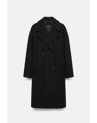 풀앤베어 더블브레스트 라펠 롱 코트 7755/302 BLACK