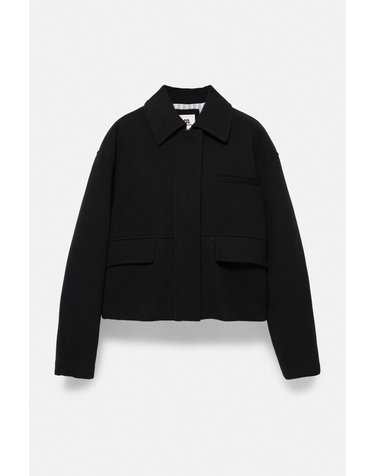풀앤베어 박시 크롭 칼라 플랩 포켓 자켓 7720/303 BLACK