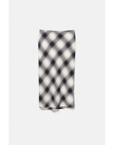 풀앤베어 체크 코튼 미디 스커트 7385/333 WHITE/BLACK