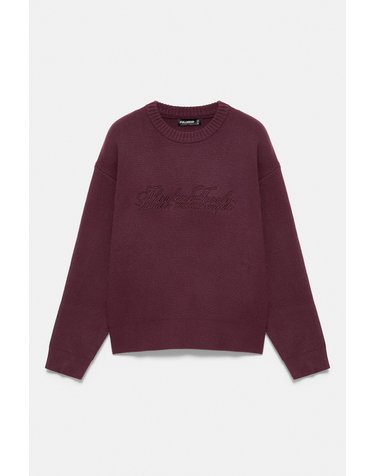 풀앤베어 자수 레터링 라운드넥 스웨터 7540/518 BURGUNDY