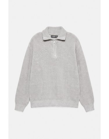 풀앤베어 하이넥 쿼터집업 니트 스웨터 7540/505 GREY MARL
