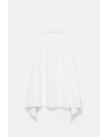 풀앤베어 린넨 홀터넥 브이넥 민소매 탑 7460/313 WHITE
