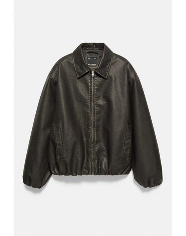 풀앤베어 가죽 이펙트 벌룬 집업 자켓 7721/530 BLACK