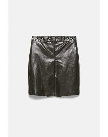 풀앤베어 레더 이펙트 슬릿 미니 스커트 7385/314 DARK GREEN
