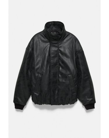 풀앤베어 가죽 이펙트 하이넥 재킷 7721/504 BLACK