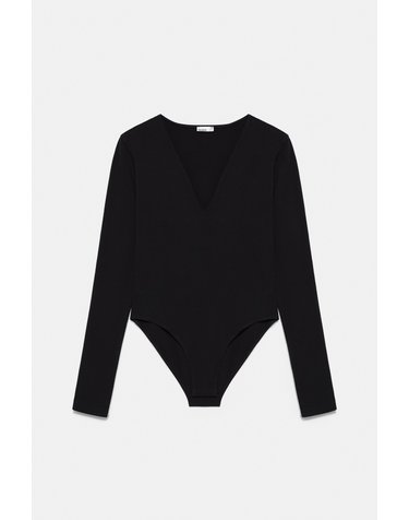 풀앤베어 브이넥 긴팔 바디수트 7231/304 BLACK