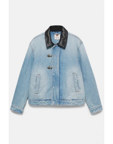 풀앤베어 디키즈 레더 칼라 데님 자켓 7721/555 MEDIUM BLUE