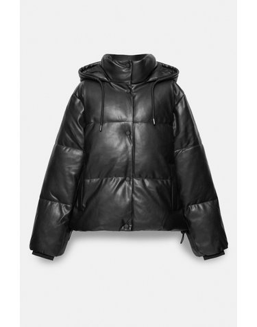 풀앤베어 레더 이펙트 후드 패딩 자켓 7720/330 BLACK