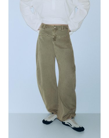 풀앤베어 로우라이즈 벌룬 데님 팬츠 7670/435 KHAKI