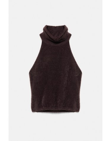 풀앤베어 페이크 퍼 홀터넥 민소매 탑 7233/324 BROWN