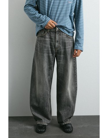 풀앤베어 벌룬 배기 코튼 데님 팬츠 7660/505 DARK GREY