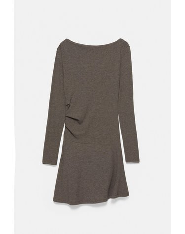 풀앤베어 보트넥 셔링 긴팔 미니 원피스 7380/353 BROWN MARL