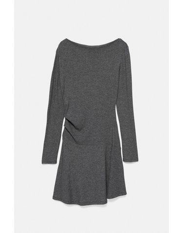 풀앤베어 보트넥 셔링 긴팔 미니 원피스 7380/353 GREY MARL