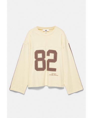 풀앤베어 오버사이즈 그래픽 긴팔 티셔츠 7232/310 EGG YOLK YELLOW