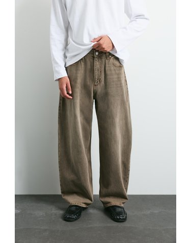 풀앤베어 벌룬 배기핏 코튼 청바지 7660/505 TOBACCO BROWN