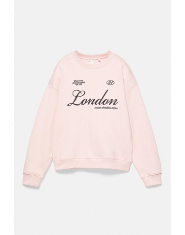 풀앤베어 오버사이즈 레터링 긴팔 맨투맨 7558/339 PALE PINK
