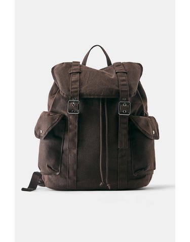 풀앤베어 캔버스 포켓 플랩 버클 백팩 5079/840 BROWN