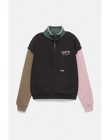풀앤베어 컬러블록 하프집업 긴팔 맨투맨 7551/533 ANTHRACITE/KHAKI