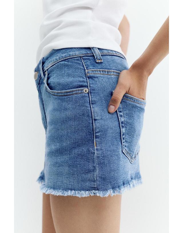 풀앤베어 풀앤베어 프레이드 데님 미니 스커트 팬츠 3385/302 MEDIUM BLUE 블루 착용컷