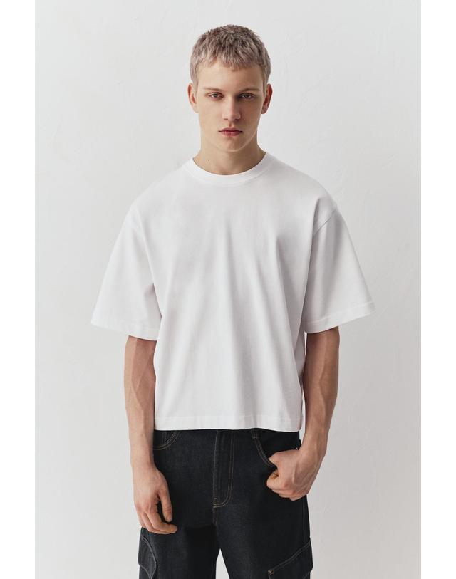 풀앤베어 풀앤베어 크롭 라운드넥 반팔 티셔츠 3231/511 OFF WHITE 화이트 착용컷