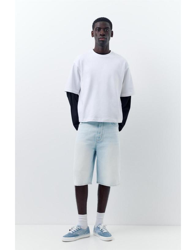 풀앤베어 풀앤베어 스케이터핏 데님 버뮤다 반바지 3666/503 PALE BLUE 블루 착용컷