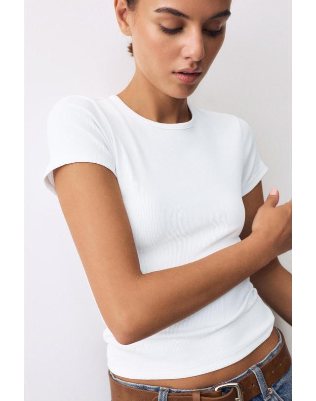 풀앤베어 풀앤베어 골지 라운드넥 반팔 티셔츠 3230/346 WHITE 화이트 착용컷
